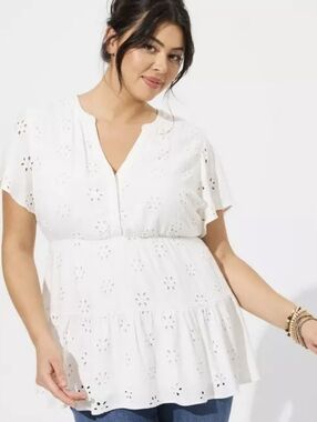 torrid White Eyelet Peplum Top